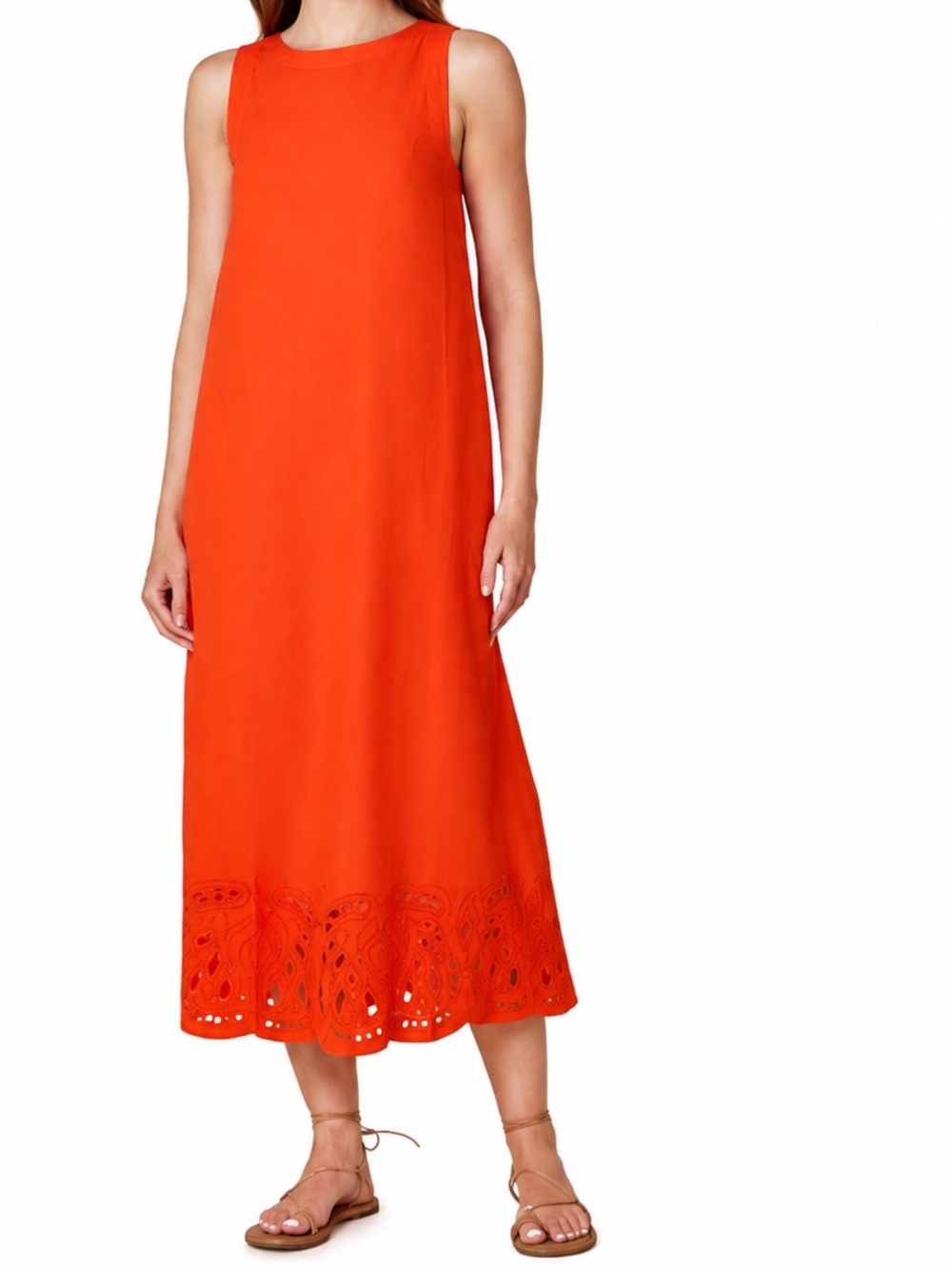 Olivia by Livro Dani Dress in Vermilion Orange Maxi Cotton Boho India